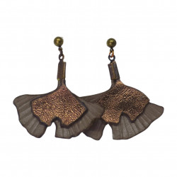 model cuir  sur clou d'oreille feuille ginkgo inferieur 4cm feuille superieur1cm